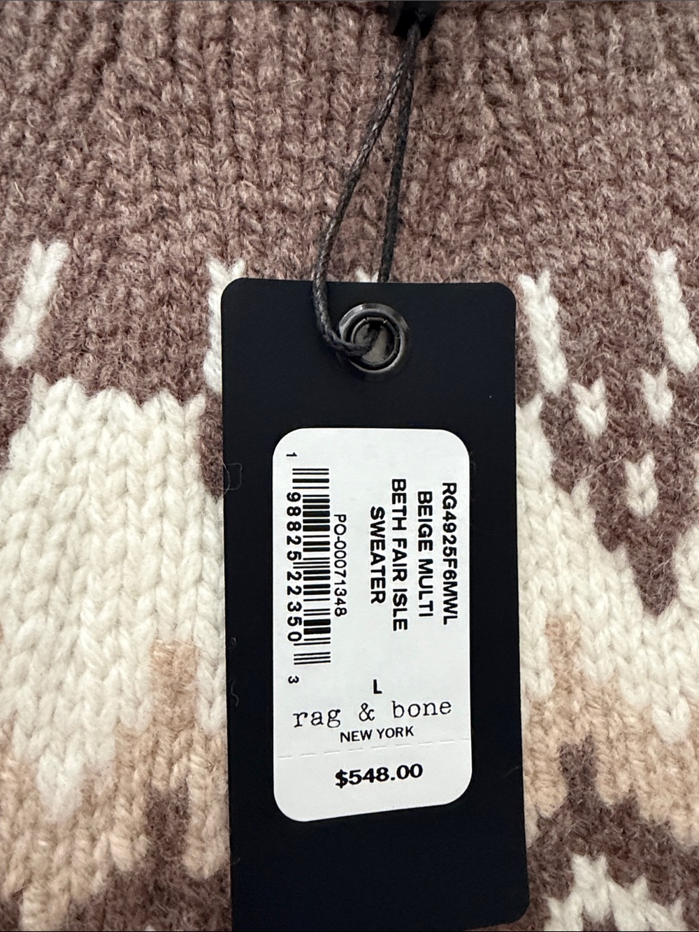 rag & bone Brown and Cream Fair Isle Crewneck Sweater - Picture 3 of 10